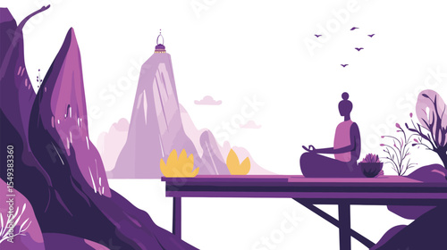 Character Meditating in Lotus Pose – Peaceful Vector Illustration