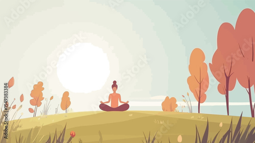 Character Meditating in Lotus Pose – Peaceful Vector Illustration