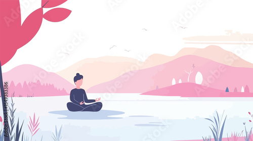 Character Meditating in Lotus Pose – Peaceful Vector Illustration