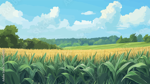 Close-Up of Ripe Corn on the Cob in Green Field – Fresh Agricultural Harvest Concept
