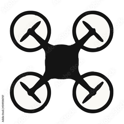 A sleek black silhouette of a quadcopter drone with four rotors, set against a plain background. Ideal for drone photography, tech illustration.