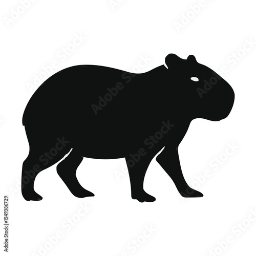 Capybara Silhouette: A sleek, minimalist silhouette of a capybara, captured in a striking black against a neutral background, embodying simplicity and elegance.