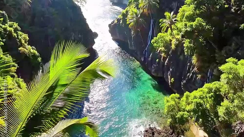 waterfall in a green forest
