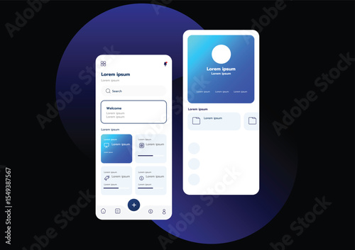 3D Vector illustration of flat style UI or UX design.