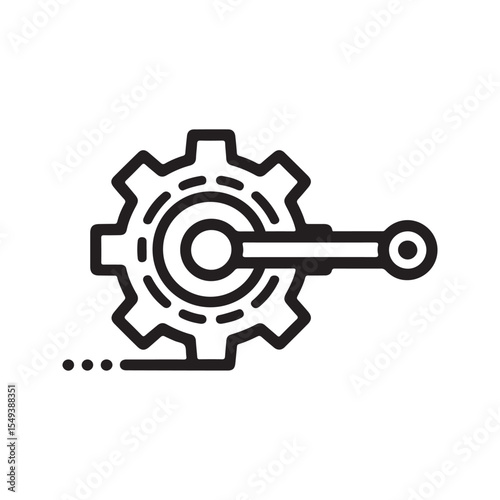 Black Gear Icon Connected to Circular Element wheel