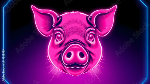 vector illustration of a pink pig