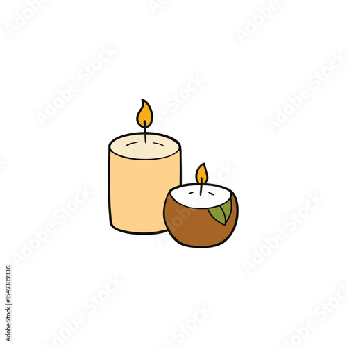 artisanal beach candle set with vanilla and coconut scents Vector illustration