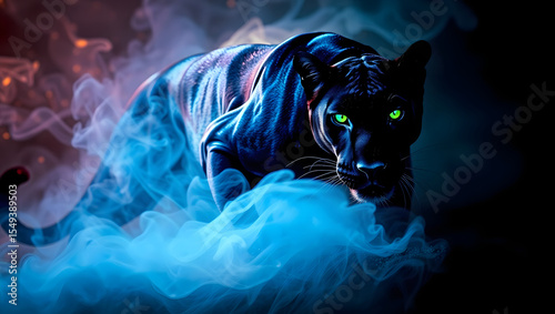 neon Black Pantera  on a black background
