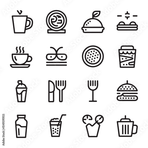 Linear Food and Drink Vector Icons Flat Restaurant Icon Set Reflecting Forgiveness