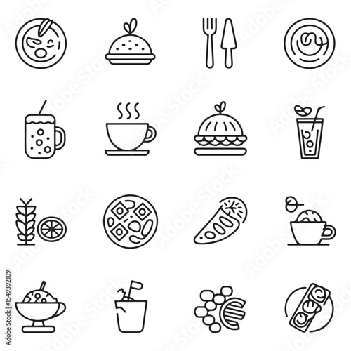 Minimal Line Food and Drink Icons Vector Collection Reflecting Forgiveness and Peace