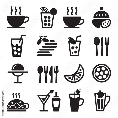 Bold Food and Beverage Icons Restaurant Silhouette Vector Art with Forgiveness Theme