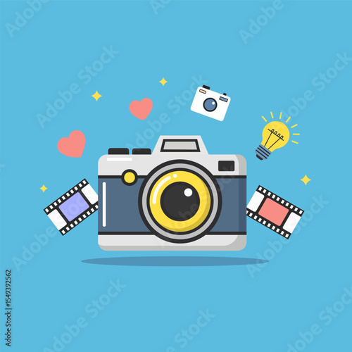 Vector illustration of fun camera and photo camera