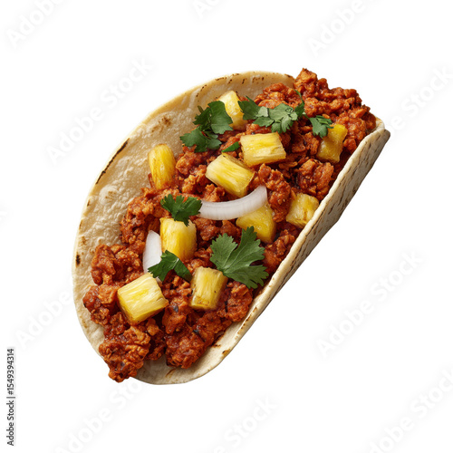 Delicious Al Pastor Taco with Pineapple and Cilantro