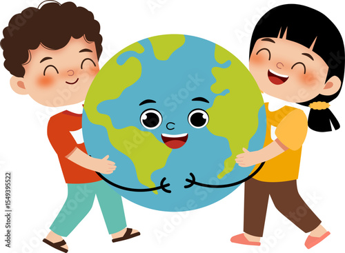 kids  with earth