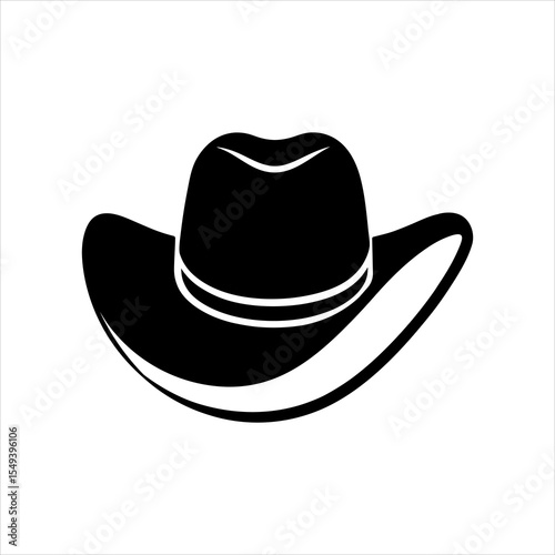 Flat Cowboy Hat Vector Design – Black and White Format.