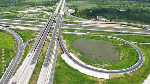Aerial view bridge intersection between the highway numbers 290 and 304 Nakhon Ratchasima