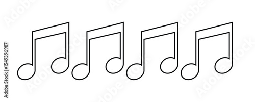 Vector Set Of Simple Music Notes Icons. Note Music Sign