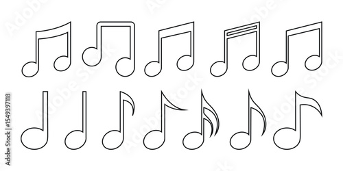 Vector Set Of Simple Music Notes Icons. Note Music Sign