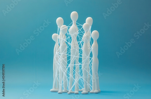 Interconnected figures bound by invisible threads