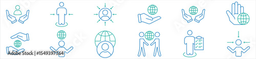Global Responsibility and Human Support Line Icons – Diversity, Inclusion, and Ethics Symbols
