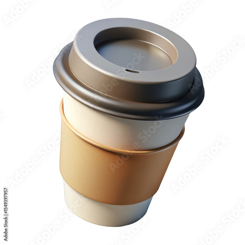 3d render of a coffee cup to go isolated on transparent background