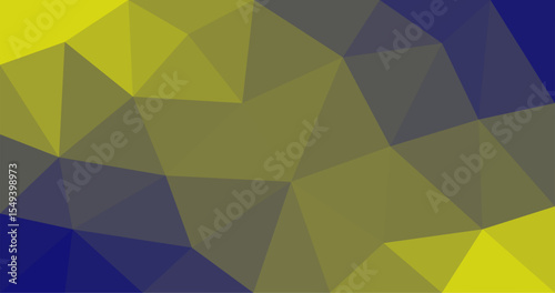 Illustration of yellow and Blue abstract low polygonal triangle stylize background