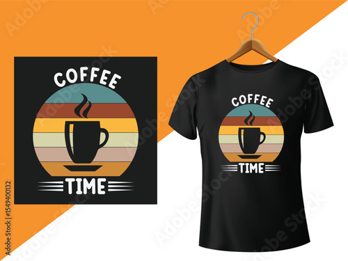 Coffee Time T-Shirt Design with Retro Style and Warm Colors Perfect for Coffee Lovers