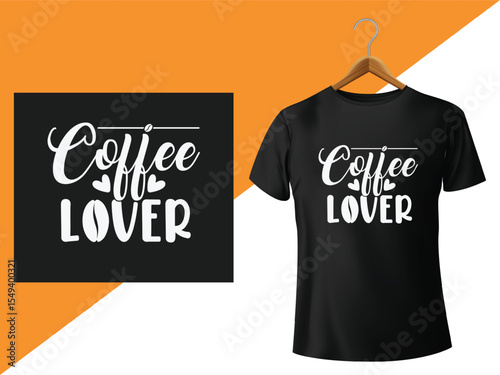 Coffee Lover T-Shirt Design Displaying Artistic Typography and Apparel Mockup for Online Selling in Fashion Industry