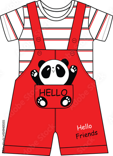 baby boys jumper suit with panda print illustrations vector art