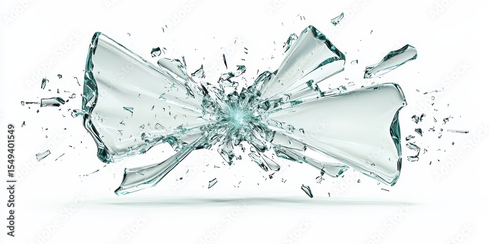 Naklejka premium Splintered glass sheet with a central impact point, isolated on white background