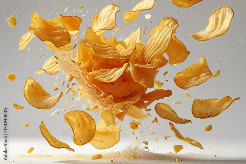 Closeup of Scattered Potato Chips