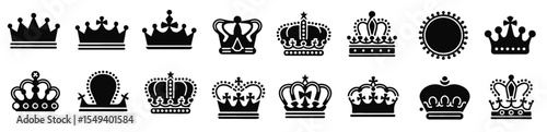 Collection crowns that are black white vector silhouette