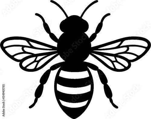 Honey Bee Silhouette Vector on Transparent Background