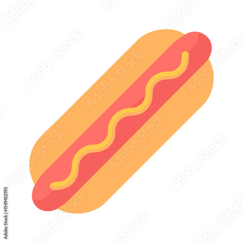 Hot dog with mustard in bun vector icon

