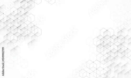 Abstract boxes background. Modern technology with square mesh. Geometric on white background with lines. Cube cell. Vector illustration