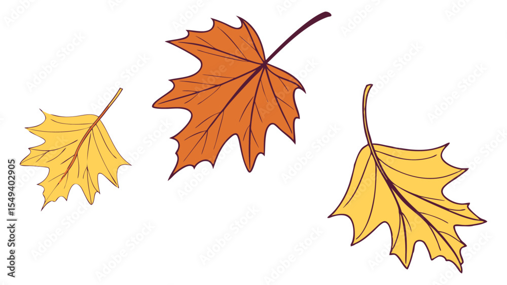 Obraz premium Trio of Colorful Autumn Leaves
