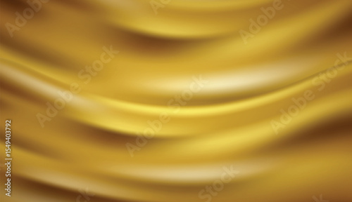 abstract gold silk cloth waves yellow drapery textile fabric background vector illustration.