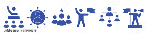 Leader Icon with Megaphone and Flag – Motivation, Achievement, and Public Speaking Symbol