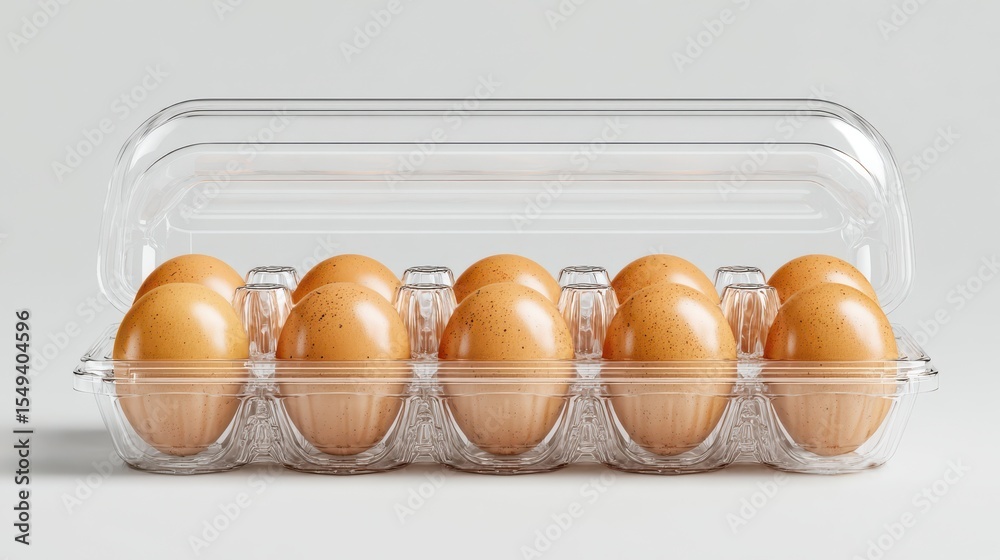 Carton of eggs with a clear plastic cover. for-mochup-3D-isolated-background Carton of eggs with a clear plastic cover. for-mochup-3D-isolated-background