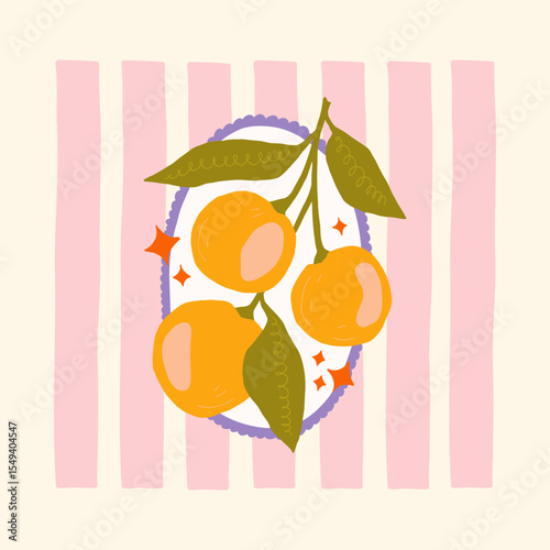 Abstract fruits and vegetables elements. Modern trendy minimalist. Healthy Food. Hand drawn design for wallpaper, wall decor, print, postcard, cover, template, banner.