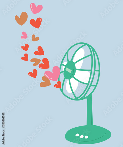 Flat Design Illustration with Fan at Love Background