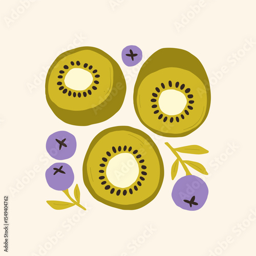 Abstract fruits and vegetables elements. Modern trendy minimalist. Healthy Food. Hand drawn design for wallpaper, wall decor, print, postcard, cover, template, banner.