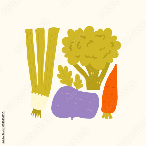 Abstract fruits and vegetables elements. Modern trendy minimalist. Healthy Food. Hand drawn design for wallpaper, wall decor, print, postcard, cover, template, banner.