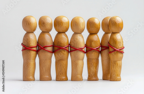 Wooden figures bound together