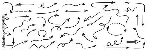 Arrows set. Hand drawn Arrows. Arrow vector icon. Arrow line icon. Arrows in different directions