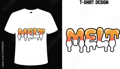 Melt graphic tee shirt design vector illustration apparel fashion style clothing trendy custom print 100 char editable stock vector