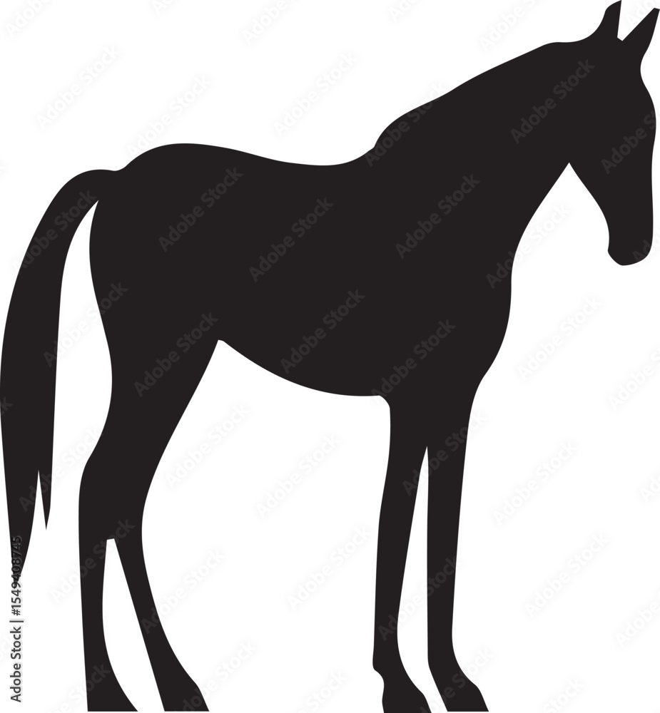 Obraz premium Powerful Horse Silhouette - Rearing Hind Legs Vector Art for Equestrian Logos, Ranch Branding & Western Decor