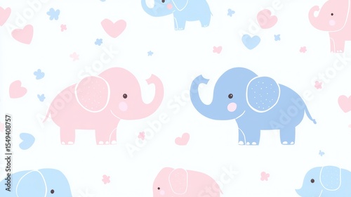 Cute elephant pattern on white background (1)