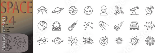 space line icon set. Editable stroke. Vector illustration