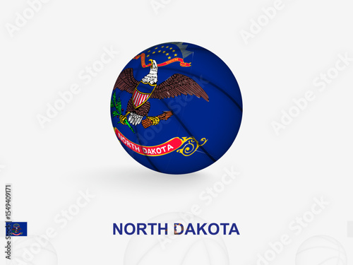North Dakota Basketball Concept with National Flag Design.